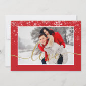 モダンな写真の雪の結晶 ゴールドラブスクリプト シーズンカード (正面)