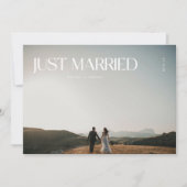 モダンな写真の「新婚」結婚式後のパーティー 招待状 (正面)