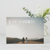 モダンな写真の「新婚」結婚式後のパーティー 招待状 (スタンド正面)