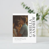 モダンな写真のQRコード付き結婚式招待状 (スタンド正面)
