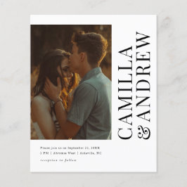モダンな写真のQRコード付き結婚式招待状