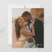 モダンな写真を使った予算に優しい結婚式の招待状 (裏面)