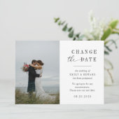 モダンな写真を使った結婚式延期のお知らせ セーブザデート (スタンド正面)