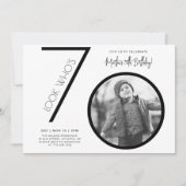 モダンな写真を使った70歳の誕生日招待状 招待状 (正面)