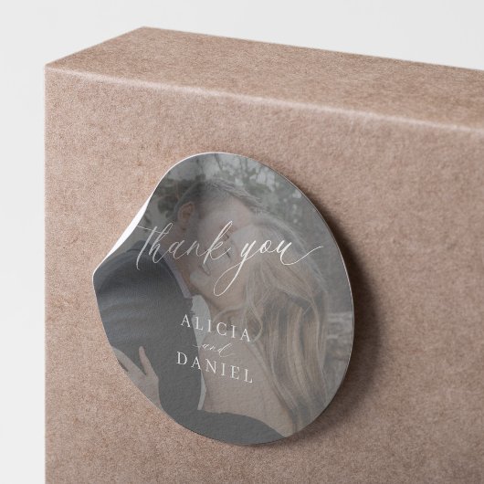 モダンな写真ウェディングサンクスギフト ラウンドシール