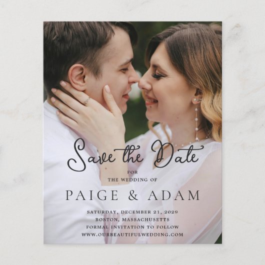 モダンな写真エディトリアル結婚式の事前案内状 チラシ (正面)