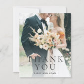モダンな写真エディトリアル結婚式サンクスカード (正面)
