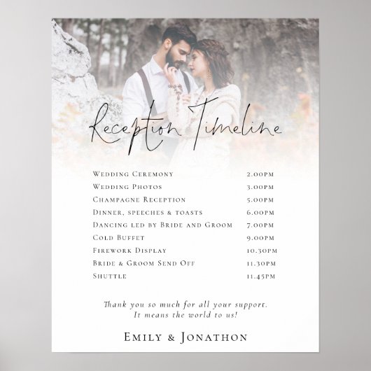 モダンな写真オーバーレイの受付タイムライン ポスター (正面)