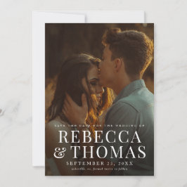 モダンな写真オーバーレイの結婚式Save the Date 招待状