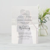 モダンな写真オーバーレイ エレガントなウェディング 招待状 (スタンド正面)