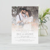 モダンな写真オーバーレイQRコードウェディング 招待状 (スタンド正面)