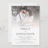 モダンな写真オーバーレイQRコード結婚式 招待状 (正面)