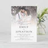 モダンな写真オーバーレイQRコード結婚式 招待状 (スタンド正面)