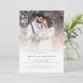 モダンな写真オーバーレイQRコード ウェディング 招待状 (スタンド正面)