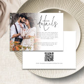 モダンな写真オーバーレイQRコード 詳細 結婚式 エンクロージャーカード