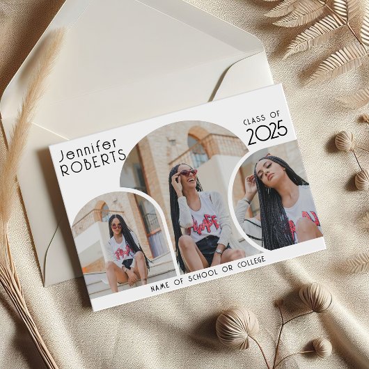 モダンな写真コラージュ卒業発表 シーズンカード