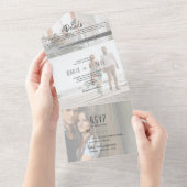 モダンな写真コラージュ結婚式 オールインワン招待状 (貼ってはがせる)