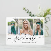 モダンな写真コラージュ おしゃれな卒業式 招待状 (スタンド正面)