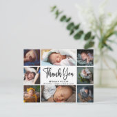 モダンな写真コラージュ ベビー お礼発表 ポストカード (スタンド正面)