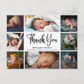 モダンな写真コラージュ ベビー サンクス アナウンスメント ポストカード (正面)