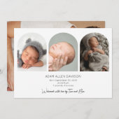 モダンな写真コラージュ 誕生発表カード 招待状 (正面/裏面)