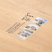 モダンな写真コラージュ Save the Date 結婚式 アクリル招待状 (レイダウン)