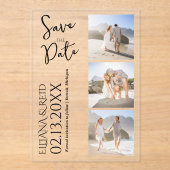 モダンな写真コラージュ Save the Date 結婚式 アクリル招待状 (正面)