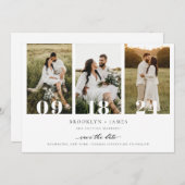 モダンな写真コラージュQRコードでSave The Date 招待状 (正面/裏面)