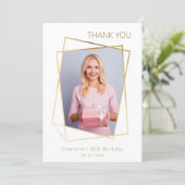 モダンな写真シンプルな誕生日感謝カード 招待状 (スタンド正面)