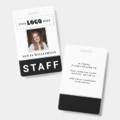 モダンな写真ロゴの会社のスタッフID バッジ (正面&裏面)