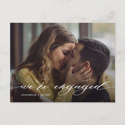 モダンな写真付きエンゲージメントカード 案内ポストカード (正面)
