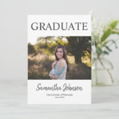 モダンな写真付き卒業発表 招待状 (スタンド正面)