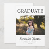 モダンな写真付き卒業発表 招待状 (正面/裏面)