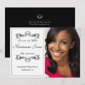 モダンな写真付き卒業発表 案内状 (正面/裏面)