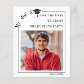 モダンな写真付き男子卒業式お知らせ Save the Date チラシ (正面)