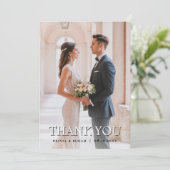 モダンな写真付き結婚式のお礼カード(名入れ可能) 招待状 (スタンド正面)