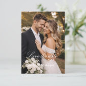 モダンな写真付き結婚式延期案内フラットカード セーブザデート (スタンド正面)