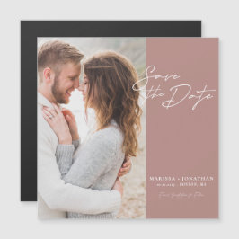 モダンな写真付き結婚式延期案内状 マグネットカード