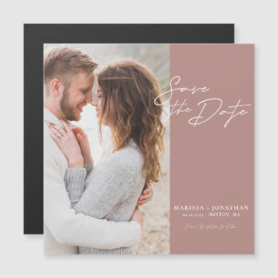 モダンな写真付き結婚式延期案内状 マグネットカード