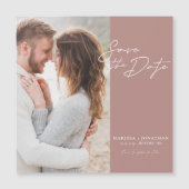 モダンな写真付き結婚式延期案内状 マグネットカード (正面)