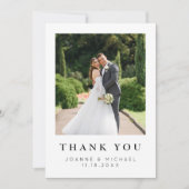 モダンな写真付き結婚式御礼カード（名入れカスタマイズ可能） サンキューカード (正面)