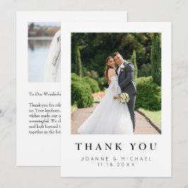 モダンな写真付き結婚式御礼カード(名入れカスタマイズ可能) サンキューカード