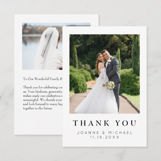 モダンな写真付き結婚式御礼カード(名入れ対応) カード (正面/裏面)
