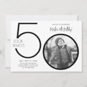 モダンな写真付き50歳の誕生日招待状 招待状 (正面)