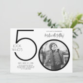 モダンな写真付き50歳の誕生日招待状 招待状 (スタンド正面)