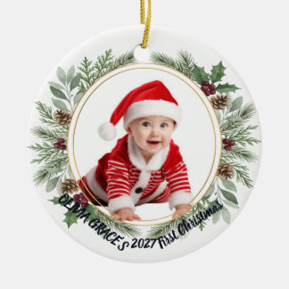 モダンな写真入りクリスマス陶器オーナメント セラミックオーナメント