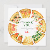 モダンな写真入りピザの誕生日パーティー サンキューカード (正面)