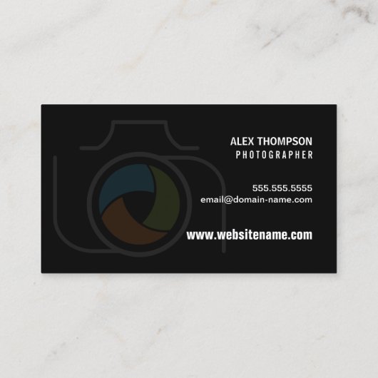 モダンな写真撮影のカメラ色シャッター 名刺 (裏面)
