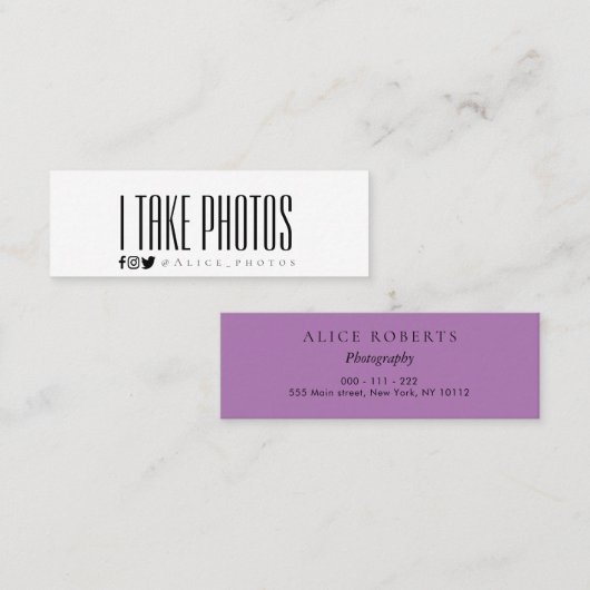 モダンな写真撮影の名刺 スキニー名刺 (正面/裏面)