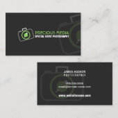 モダンな写真撮影の緑の白い灰色 名刺 (正面/裏面)